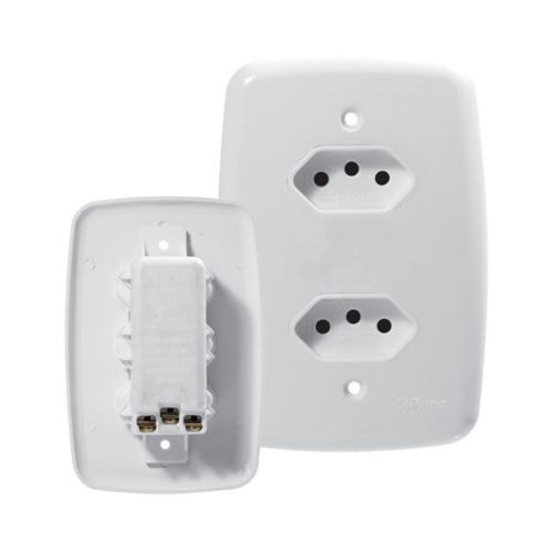 Centro Elétrico | Tomada Dupla Branca Ideale 10A-Pluzie
