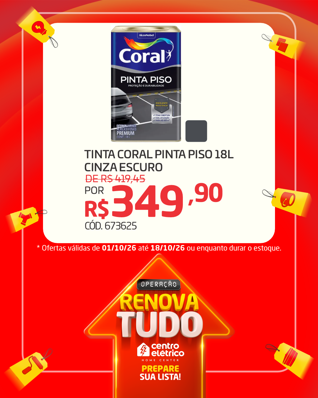 Tinta Coral Pinta Piso 18L cinza escuro por R$ 349,90