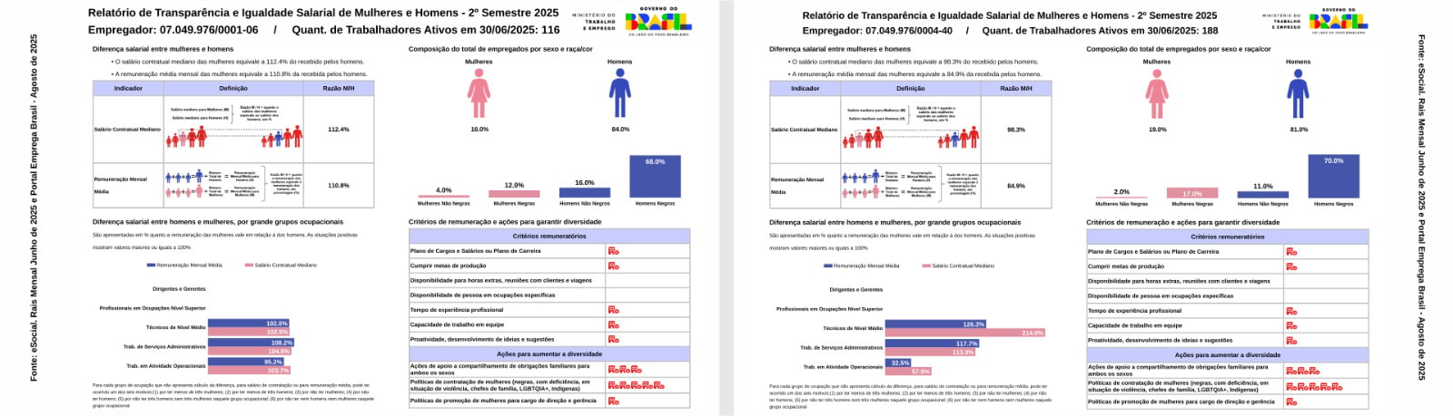 Relatório de Transparência e Igualdade Salarial de Mulheres e Homens - 2º Semestre 2025